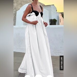 Brand New halter tie black and white dress